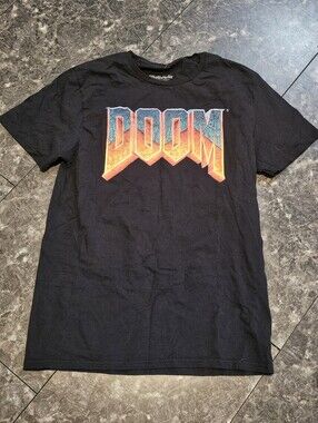 Rare Doom Classic Logo T-Shirt Official Bethesda Promo Item 2016 Medium Crisp